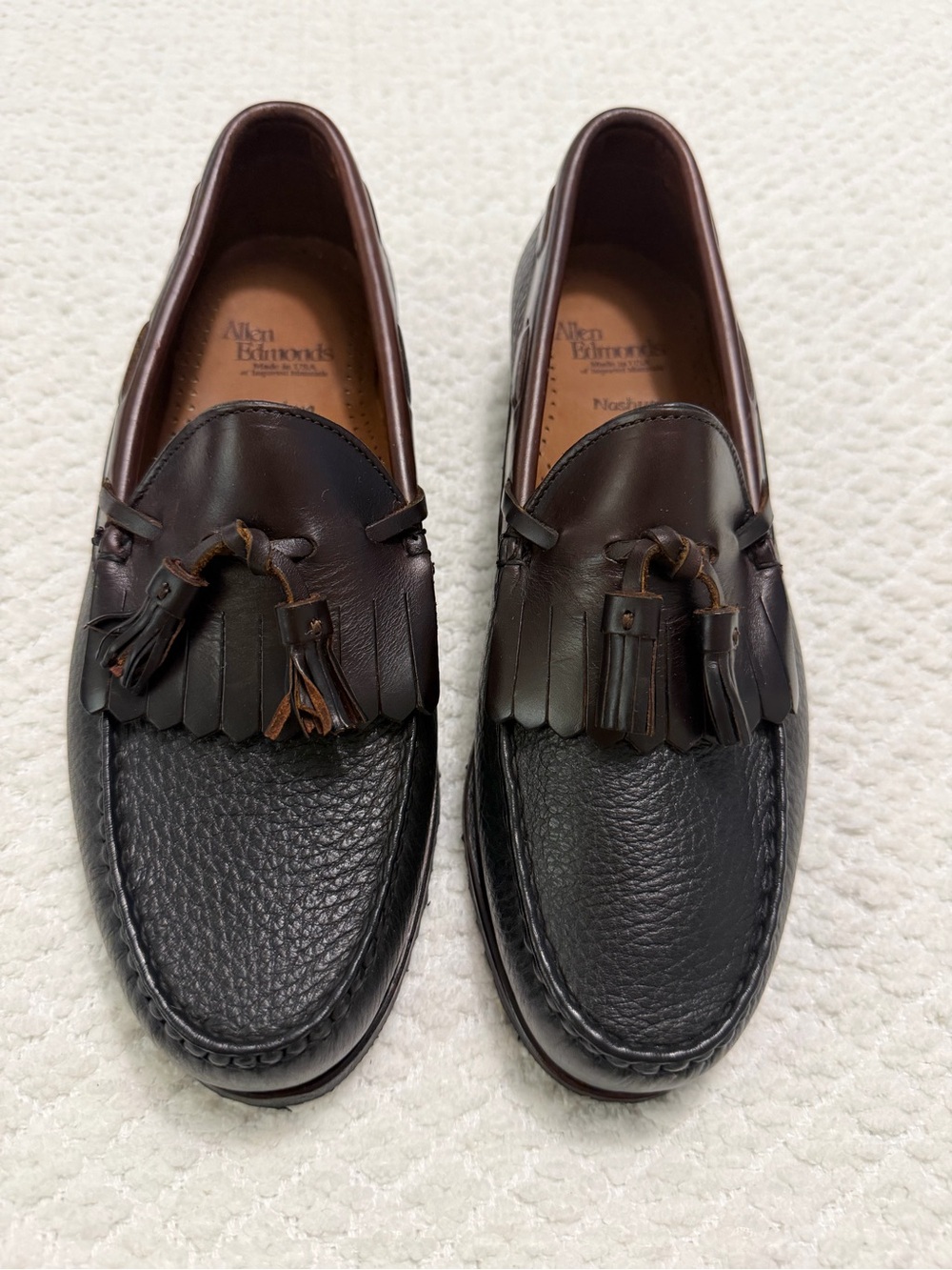 Allen Edmonds Nashua Loafer Black Brown Tassel Loafers Shoes Men’s Size 8.5